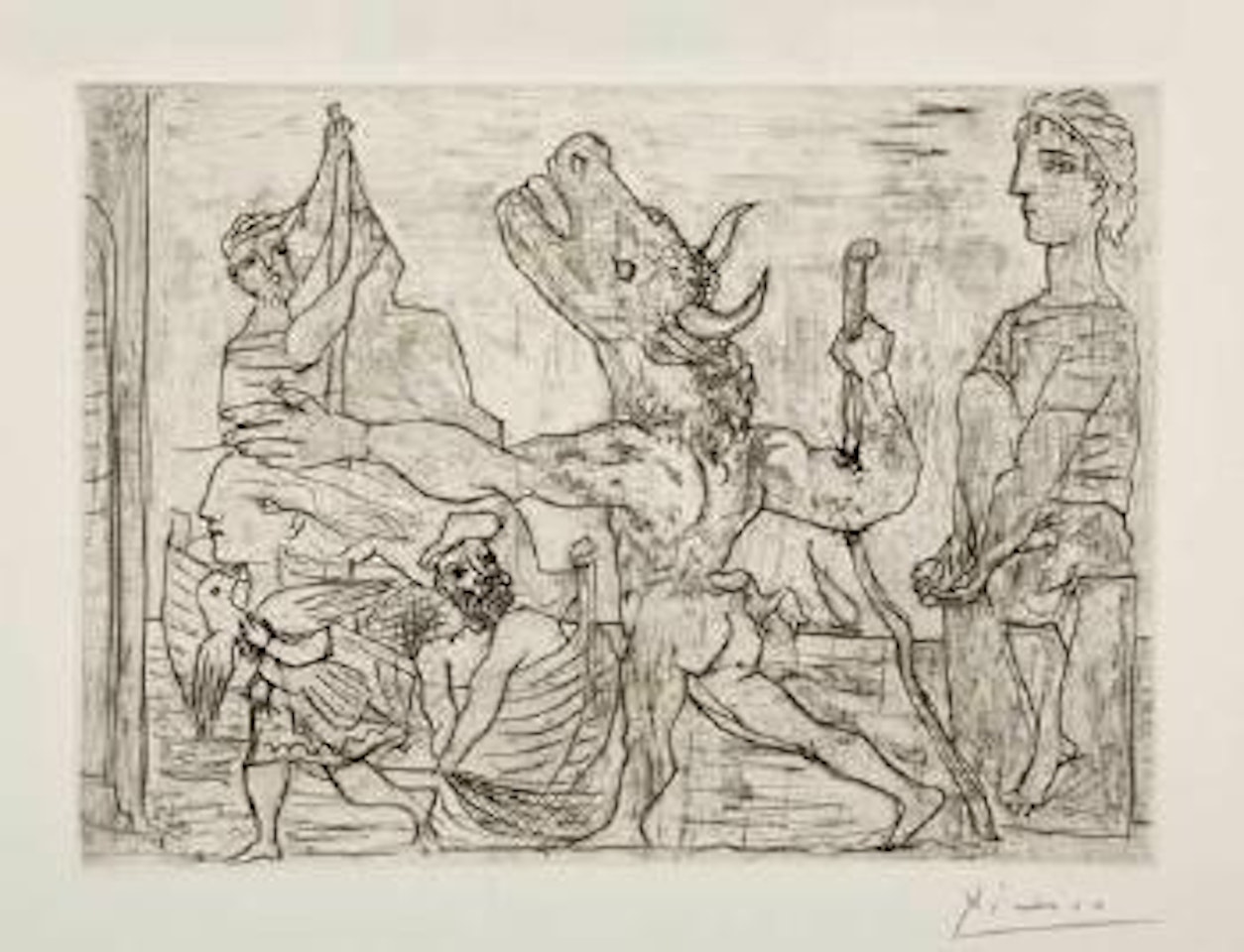 Minotaure aveuglé guide par une fillette, III (Bloch 224; Geiser 436 Bd) by Pablo Picasso