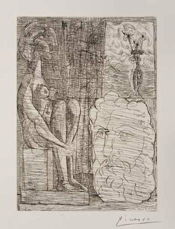 Sculptures et Vase de Fleurs (Bloch 189; Geiser 348) by Pablo Picasso