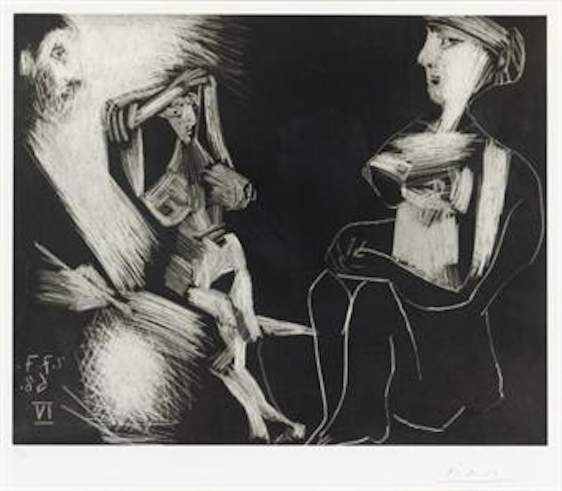 Homme avec deux femmes nues, from La Série 347 (B. 1702; Ba. 1718) by Pablo Picasso