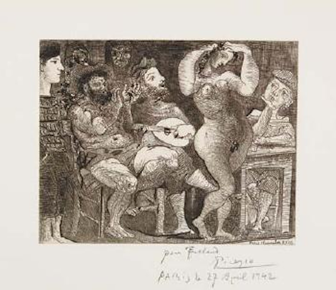 En la Teberna, Pêcheurs Catalans en bordée (Au Cabaret) by Pablo Picasso