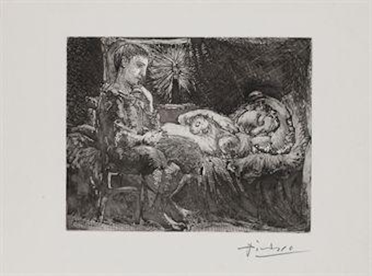 Garçon et Dormeuse á la Chandelle, from: La Suite Vollard (B. 226; Ba. 440Bc) by Pablo Picasso