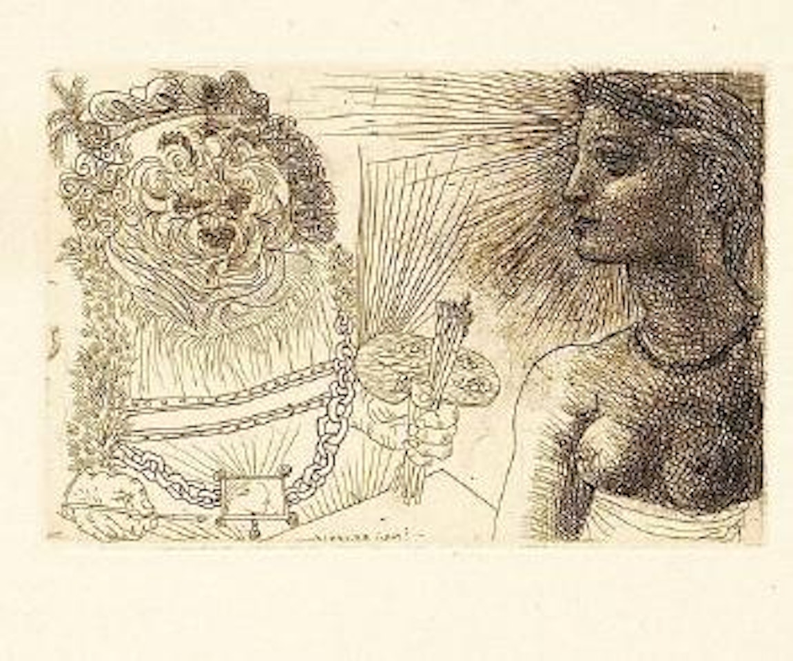 Rembrandt et jeune fille de profil by Pablo Picasso