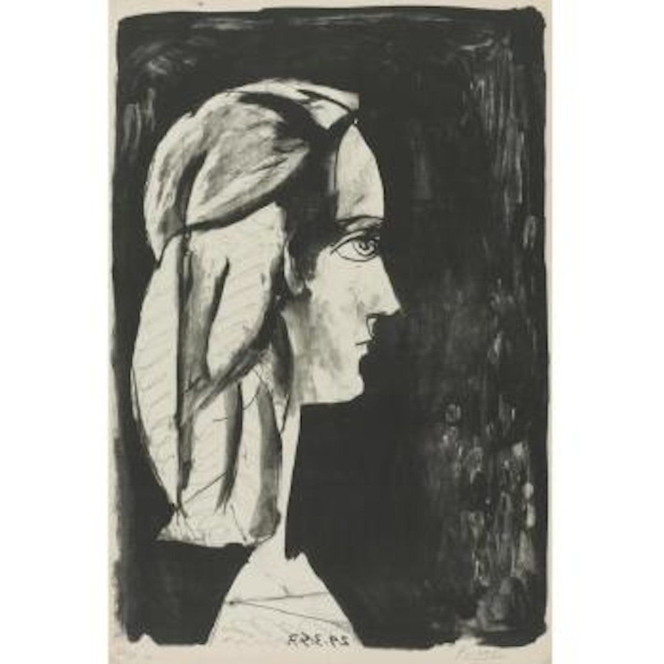 Profil Au Fond Noir (B. 437; M. 83) by Pablo Picasso