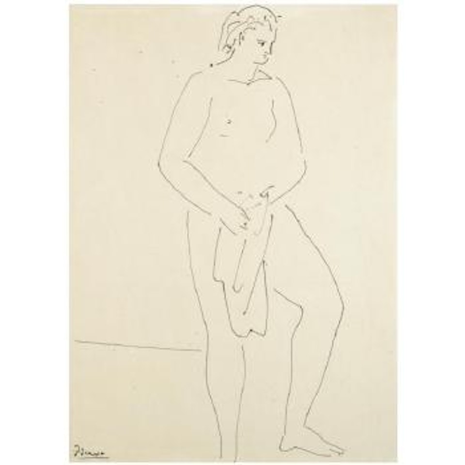 Femme Nue Debout Tenant Une Serviette by Pablo Picasso