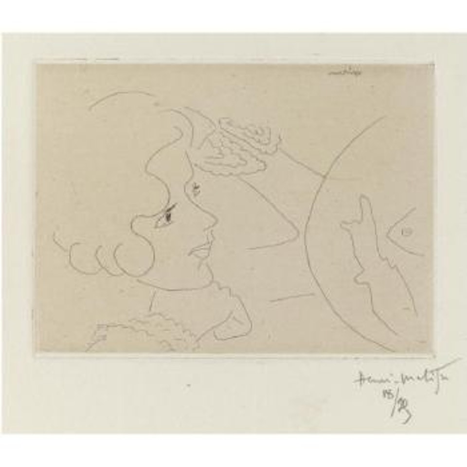 Jeune Femme Aux Yeux Noirs Fixant Un Aquarium (D. 179) by Henri Matisse