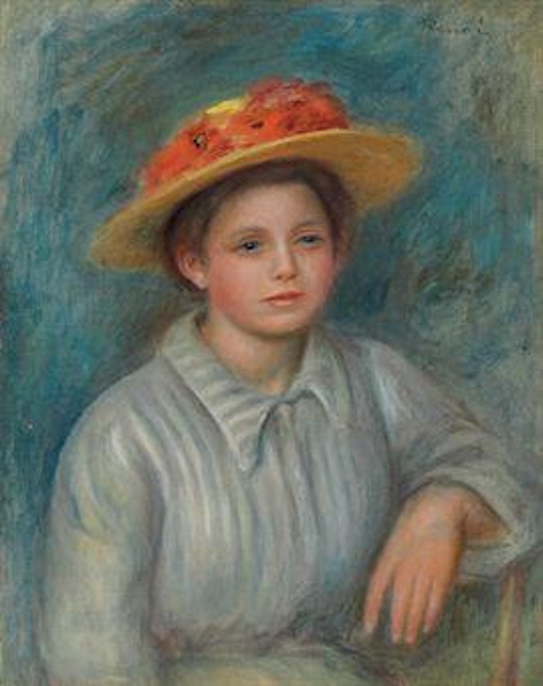 Portrait de femme au chapeau fleuri by Pierre-Auguste Renoir