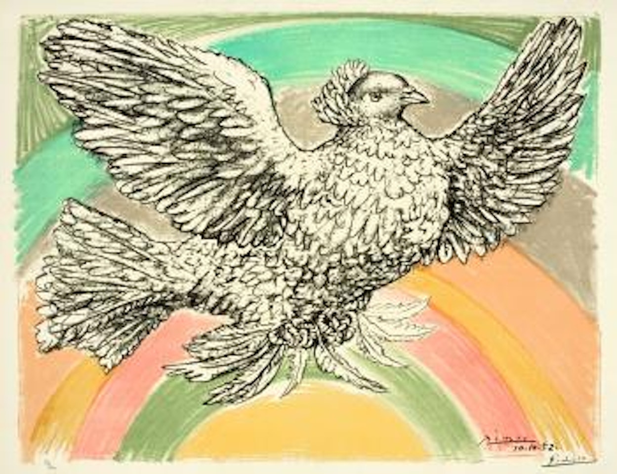 Colombe volant (à l'arc-en-ciel) by Pablo Picasso