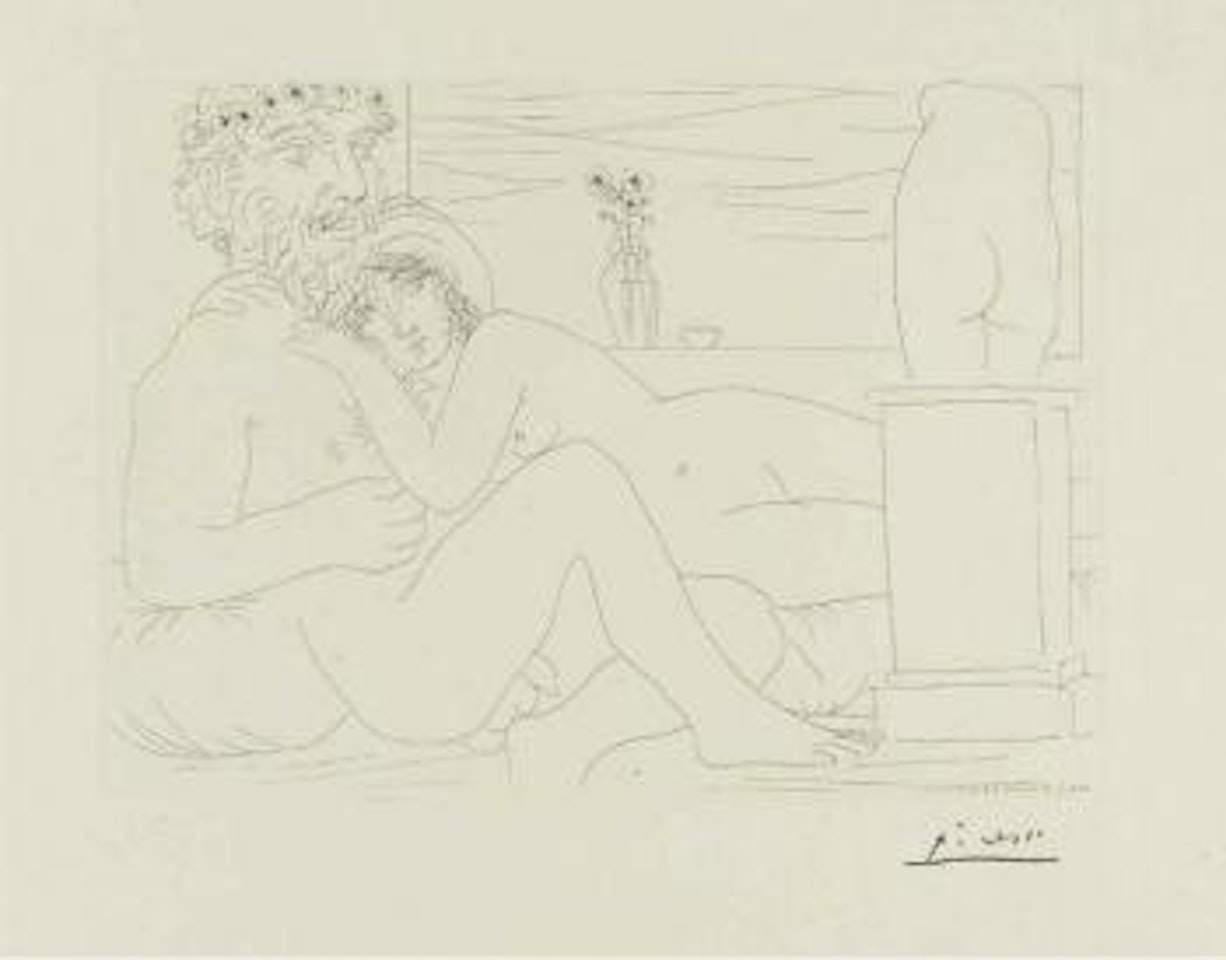 Sculpteur au repos avec son modèle, anémones et petit torse by Pablo Picasso