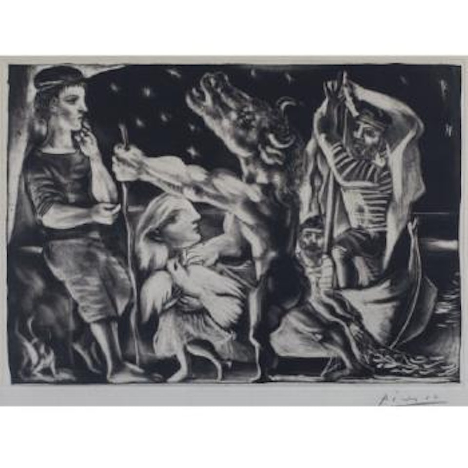 Minotaure Aveugle Guide Par Une Fillette Dans La Nuit (B. 225) by Pablo Picasso