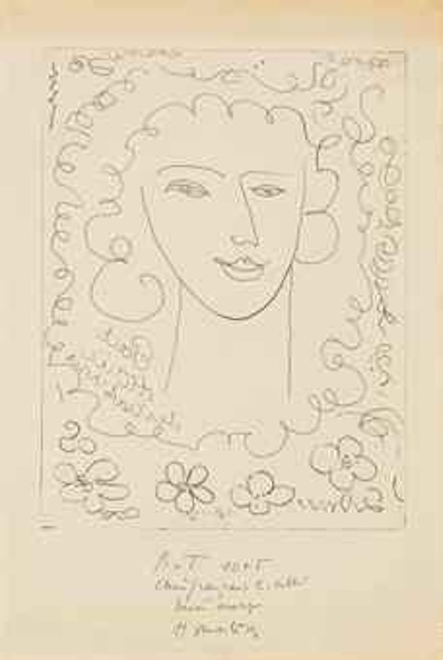 Jeune Femme souriante et fleurs (Duthuit-Matisse 315) by Henri Matisse