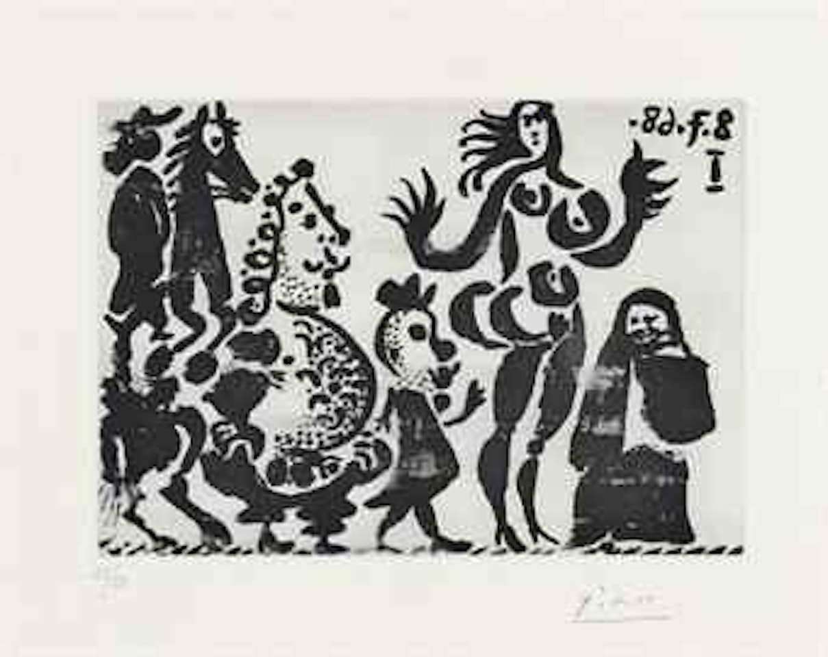 Célestine, Maja, et Grotesques, from La Série 347 (B. 1682; Ba. 1698) by Pablo Picasso