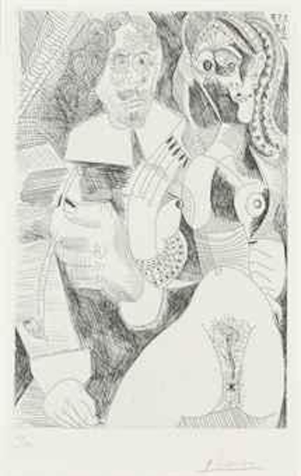 Homme rembranesque à la Pipe et Courtisane, from La Série 347 (B. 1705; Ba. 1721) by Pablo Picasso
