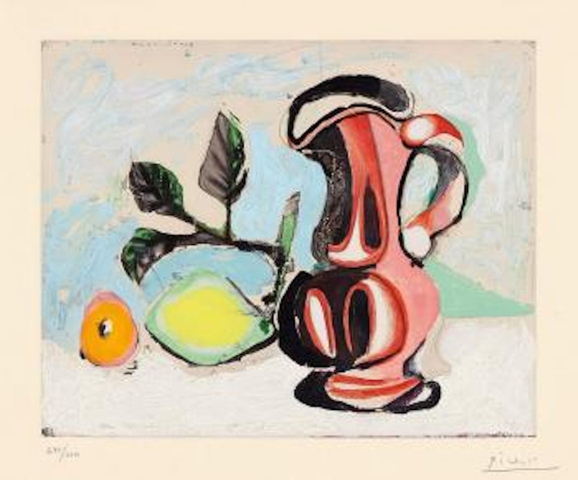 Nature morte au citron et au pichet rouge by Pablo Picasso