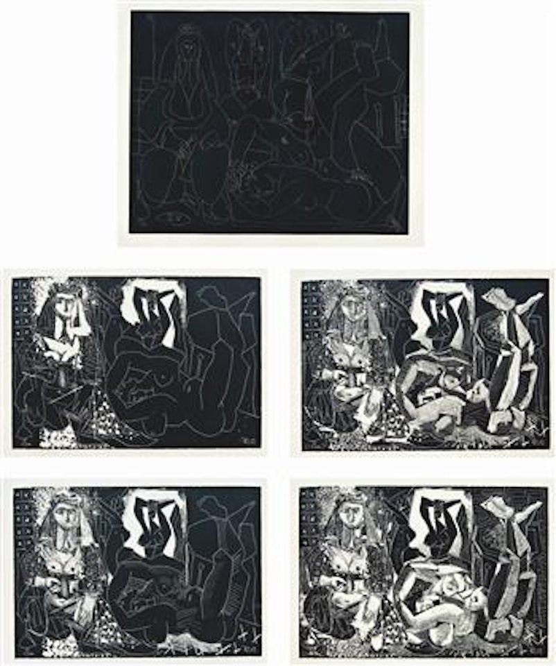 Femmes d'Alger dans leur appartement (d'aprÃ¨s Delacroix), 1ere variation; and Femmes d'Alger, 2eme variation: four states by Pablo Picasso