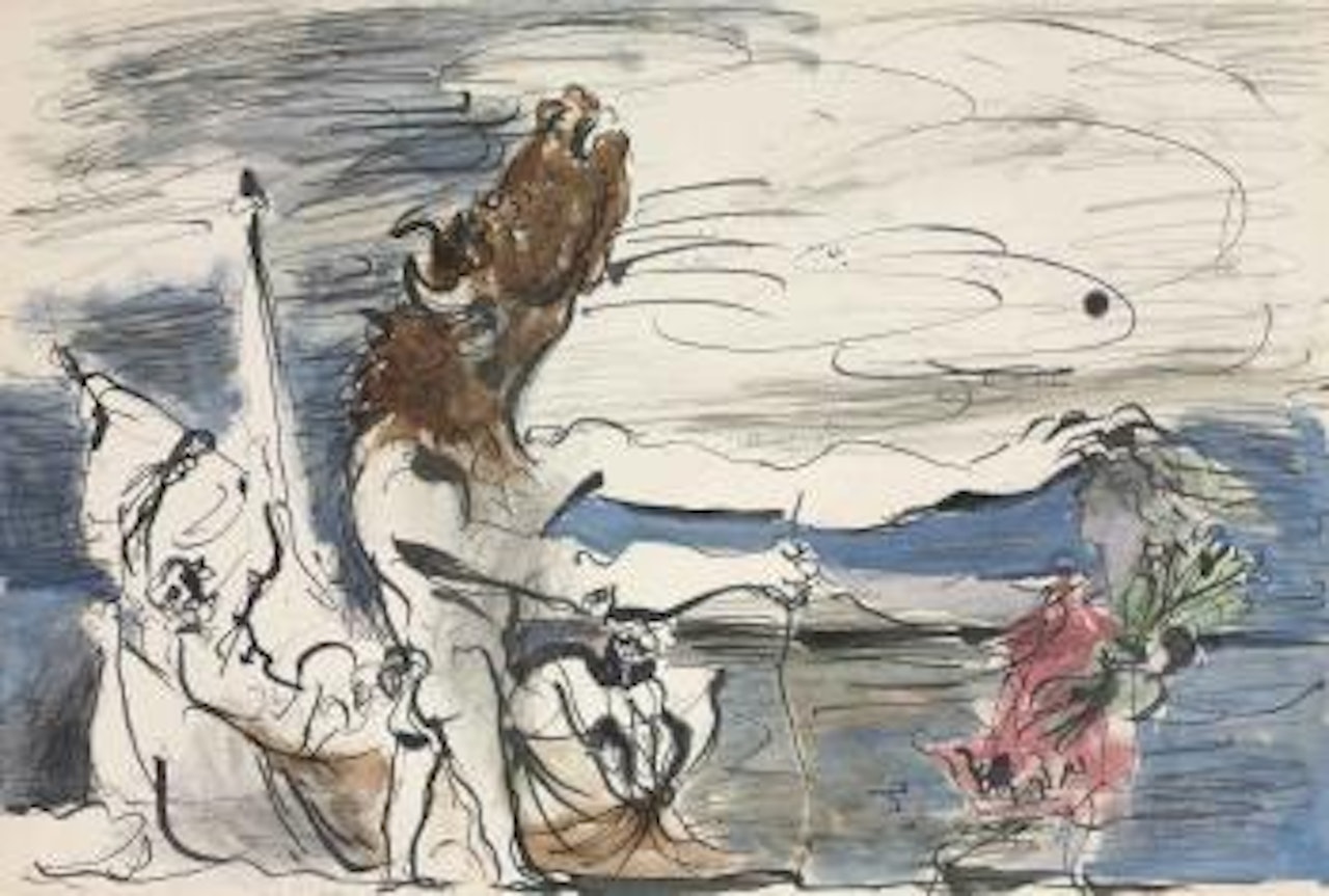 Minotaure aveugle conduit par une petite fille by Pablo Picasso