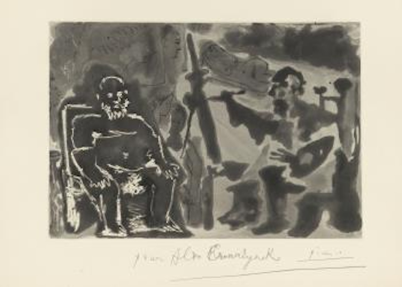 Peintre Avec ModÃ¨le Barbu Assis Sur Une Chaise by Pablo Picasso