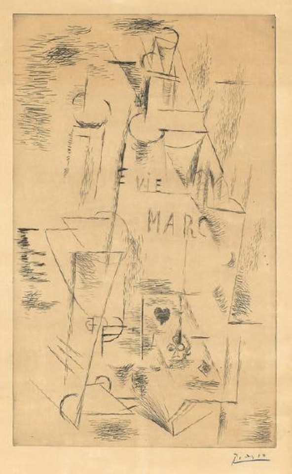 Nature morte à la bouteille de marc by Pablo Picasso