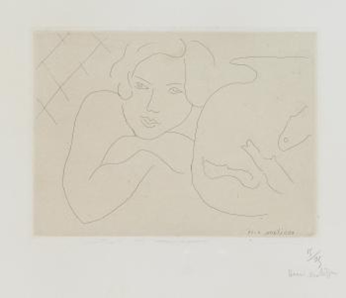 Jeune fille rêvant près d'un bocal de poissons (D. 175) by Henri Matisse