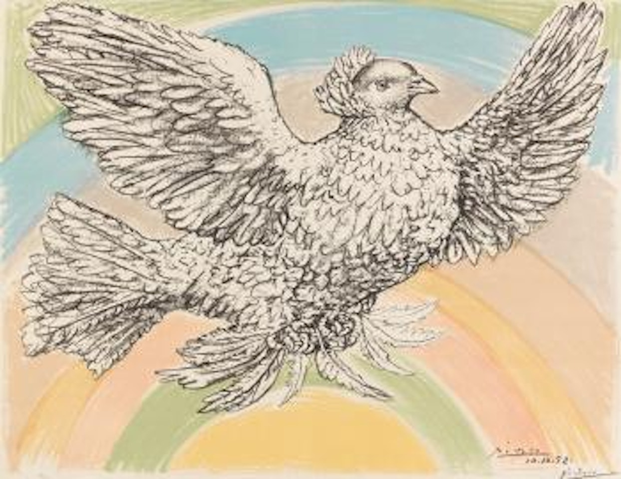 Colombe volant (à l'Arc-en-ciel) by Pablo Picasso