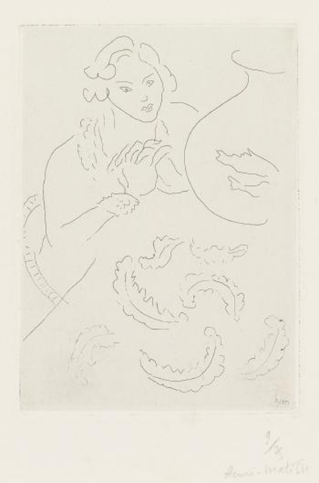 Figure Mains Jointes Et Nappe à Décor Persan (D. 183) by Henri Matisse