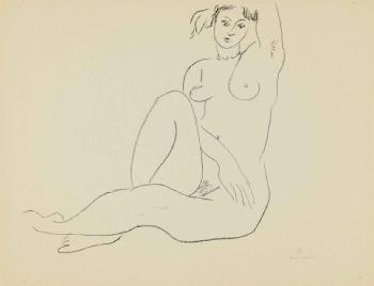 Nu assis, Bras gauche sur la Tête (D 497) by Henri Matisse