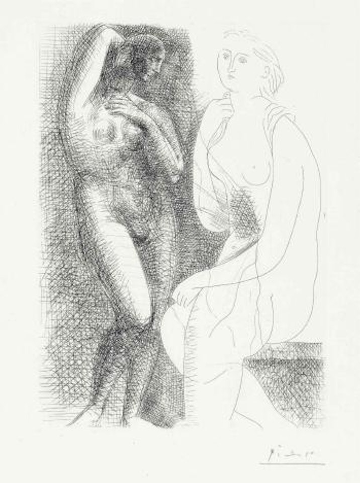 Femme nue devant une Statue, from La Suite Vollard (B 139; Ba 205) by Pablo Picasso