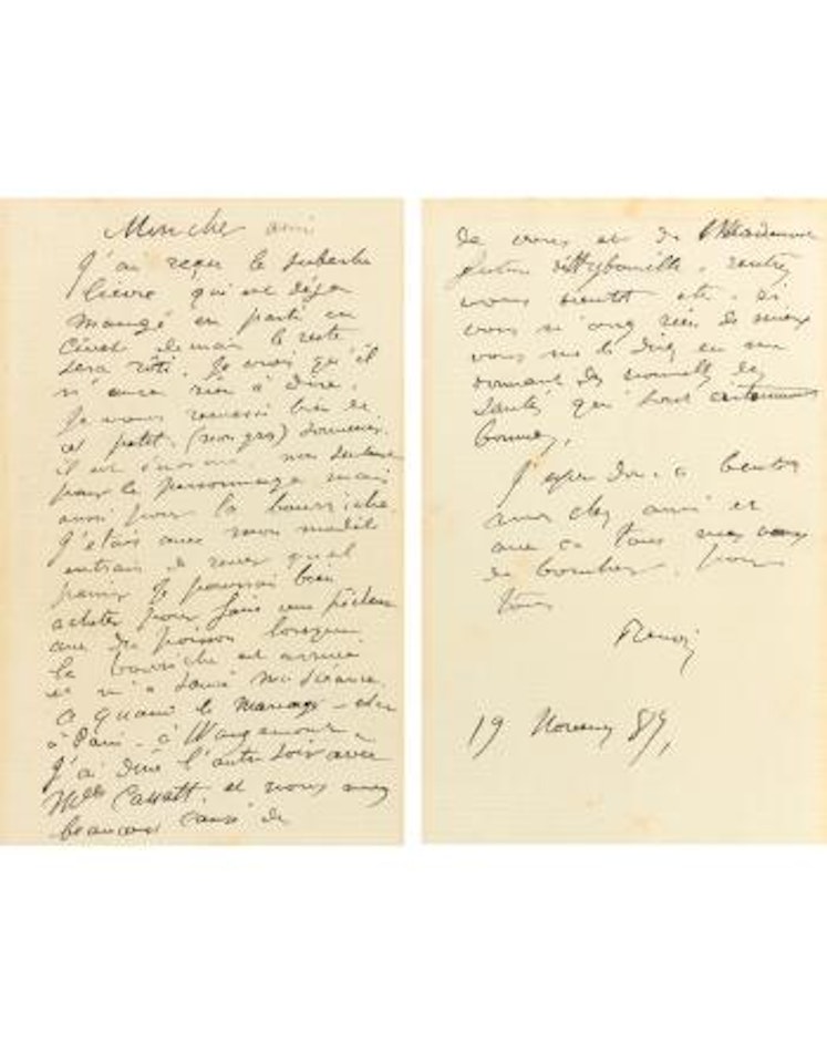 Letter (2 Pages) On The Subject Of Rabbit Stew by Pierre-Auguste Renoir