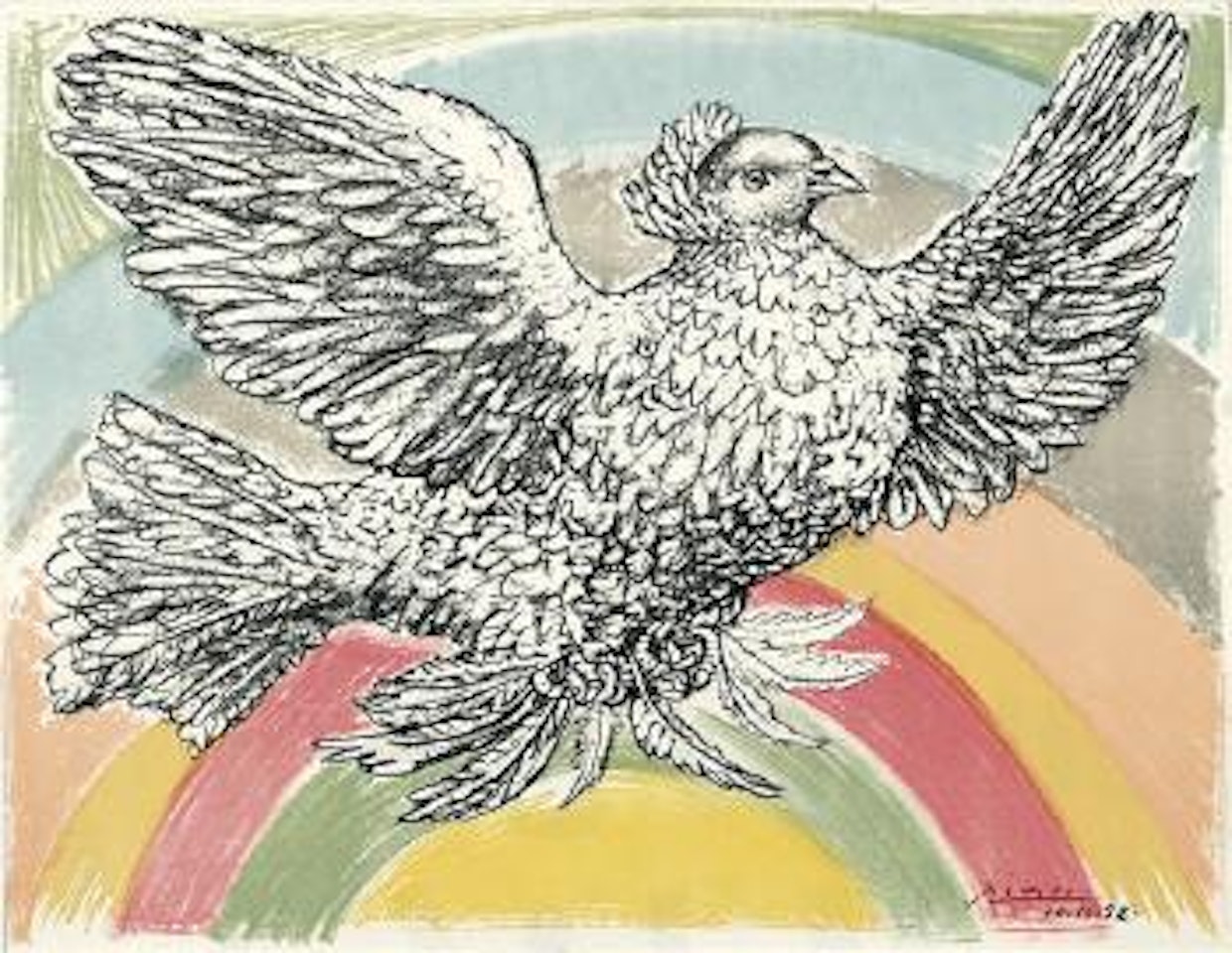 Colombe Volant (à l’Arc En Ciel) by Pablo Picasso