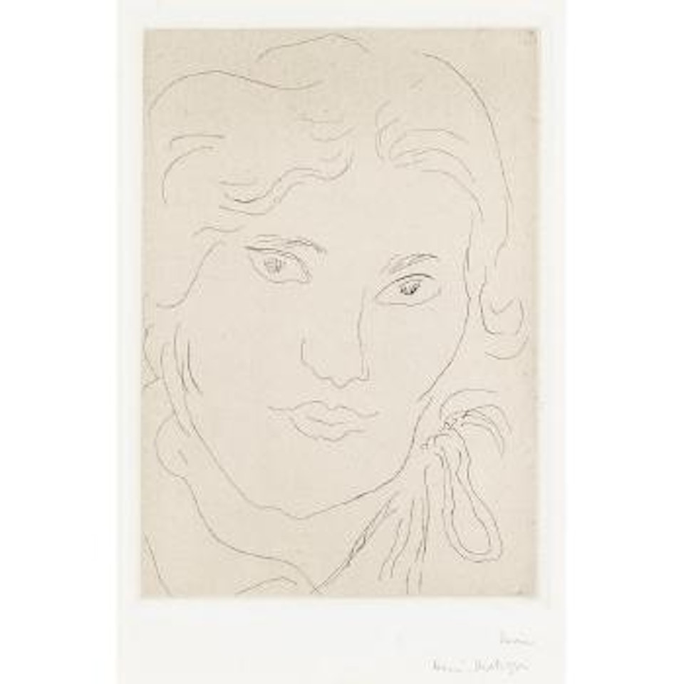 Jeune fille de face, flot de ruban sur l'épaule gauche (D. 198; F. 173) by Henri Matisse