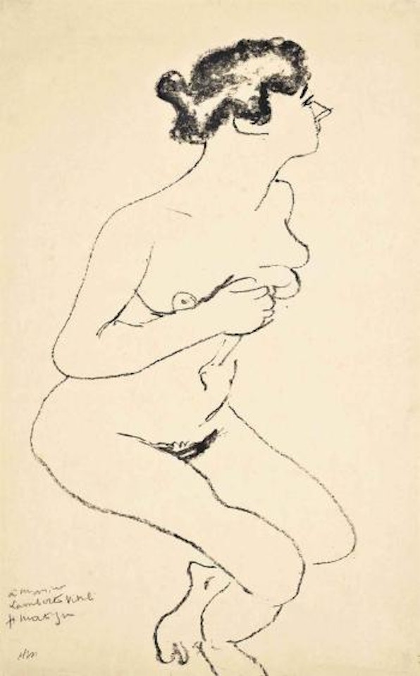 Nu accroupi, Profil, Chevelure noire (Duthuit 395) by Henri Matisse