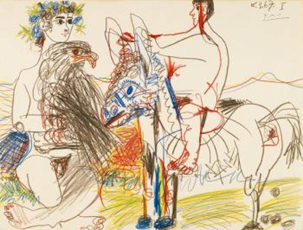 Adolescents, Aigle Et Âne by Pablo Picasso