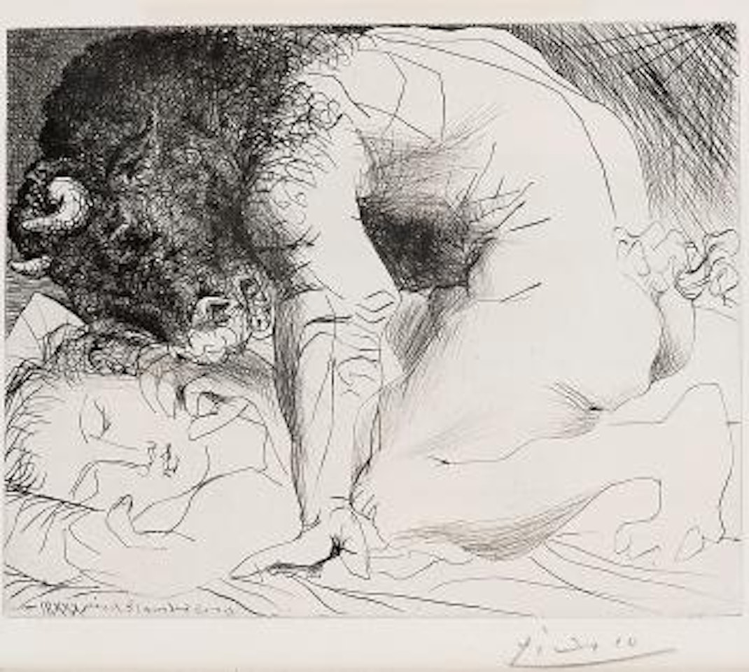 Minotaure caressant une Dormeuse by Pablo Picasso