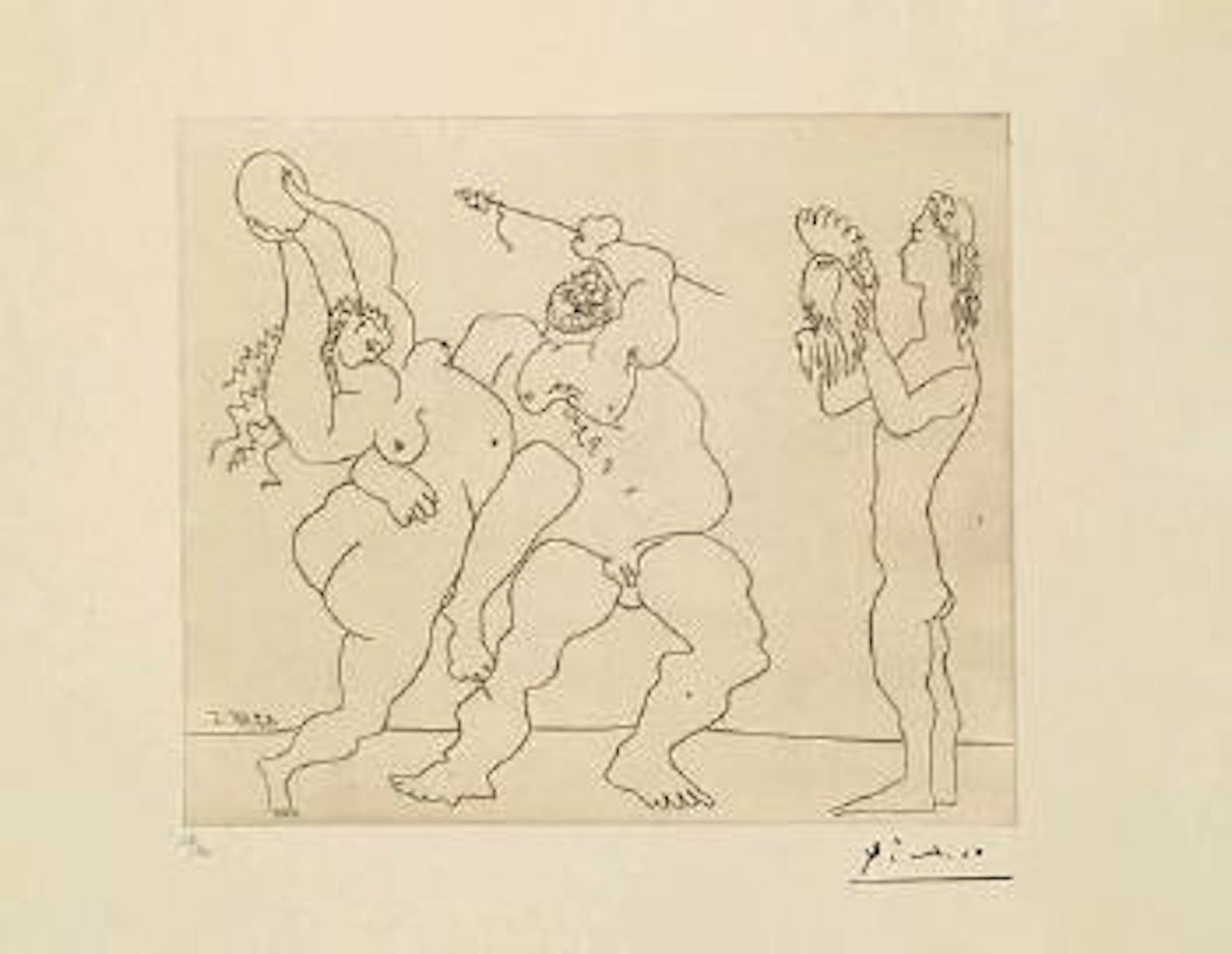 Bacchanale avec jeune homme au masque by Pablo Picasso