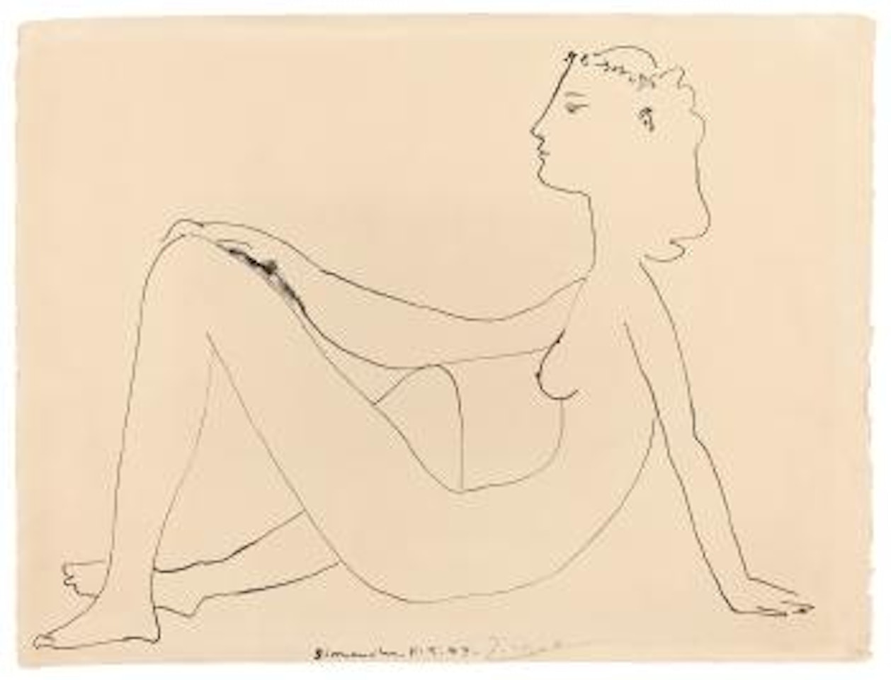 Nu Assis, De Profil by Pablo Picasso