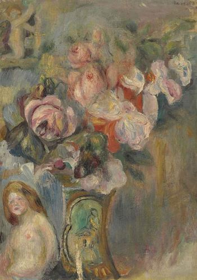 Vase De Fleurs Et Femme by Pierre-Auguste Renoir