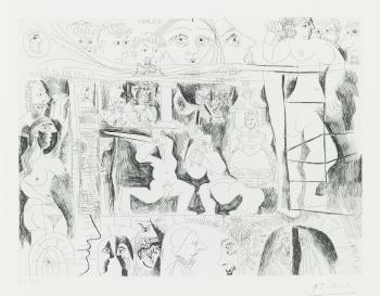 Combat De Gladiateurs, Avec Spectateurs, Et En Bas, Rappel De L'ecce Homo (Bloch 1874; Baer 1879) by Pablo Picasso