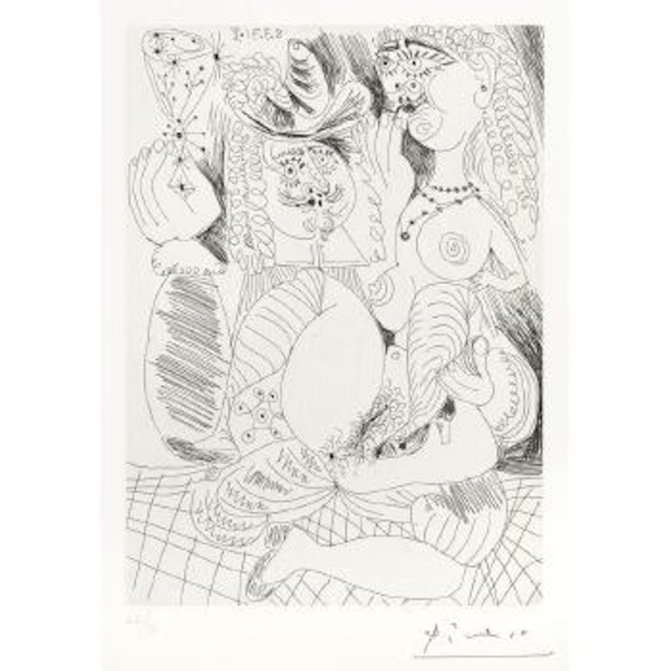 Buveur et prostituee blonde, pl. 70, from Series 156 (B. 1925; Ba. 1934) by Pablo Picasso