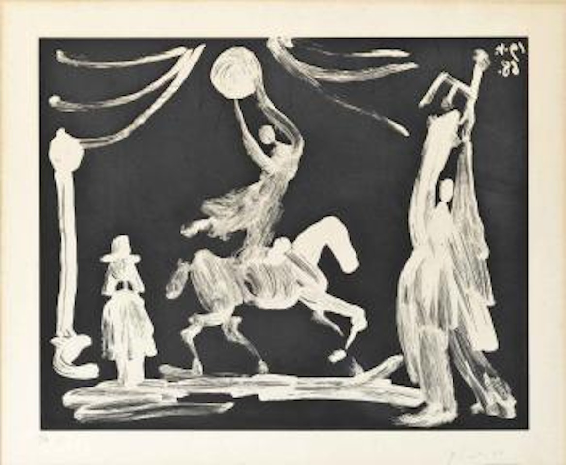 Au cirque: EcuyÃ¨re, clown et pierrot, from: La SÃ©rie 347 by Pablo Picasso