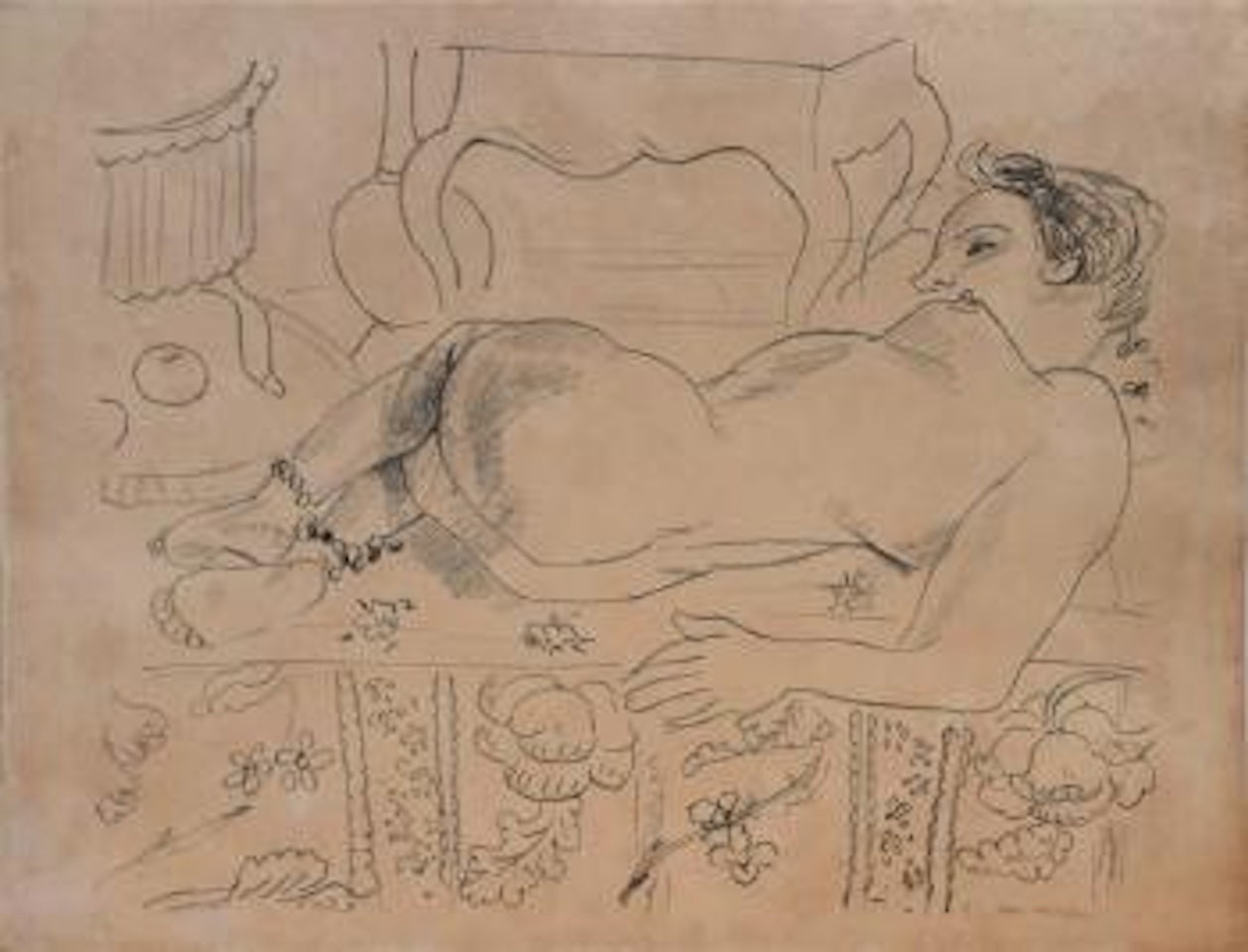 Nu couché sur sol fleuri by Henri Matisse
