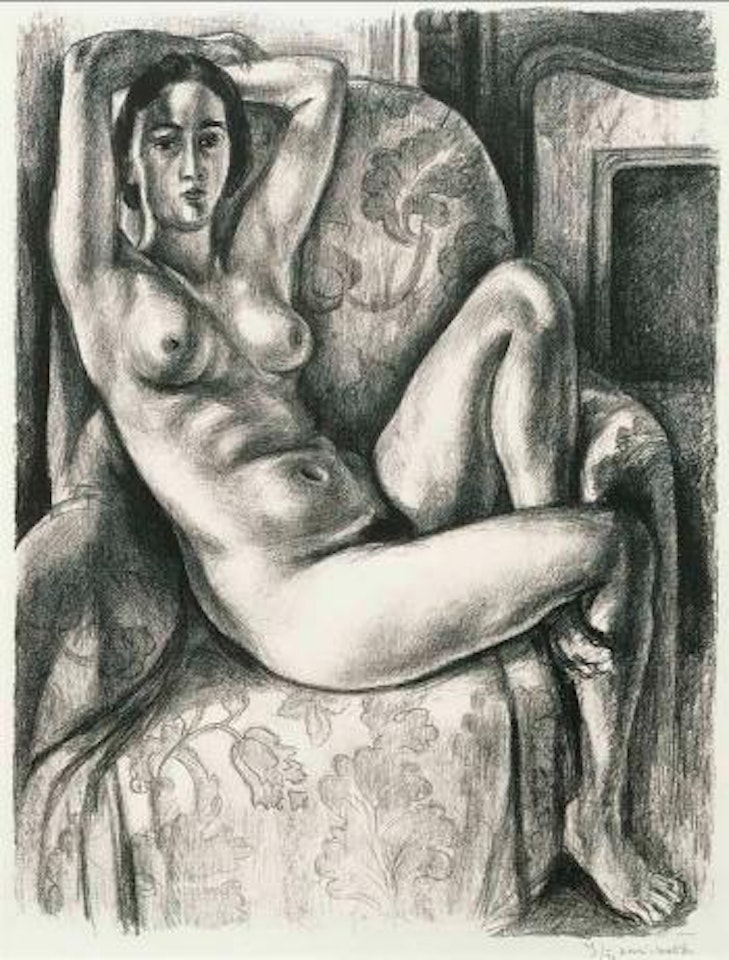 Nu Au Coussin Bleu à Côté D'une Cheminée by Henri Matisse