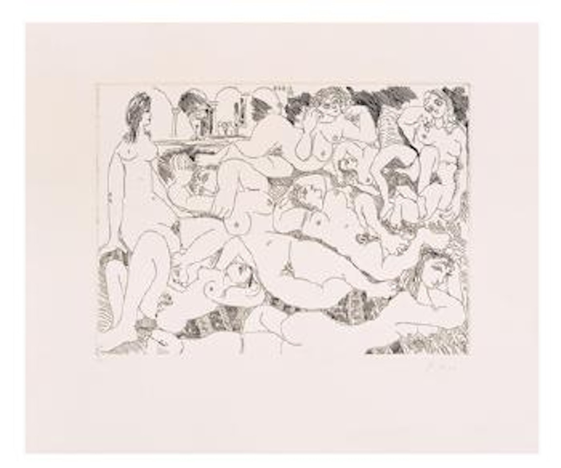 Guiño al baño turco: mujeres tomando el sol en la piscina by Pablo Picasso