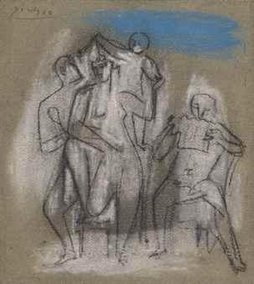 Jeune homme au miroir, nu, joueur de flûte de pan, enfant by Pablo Picasso