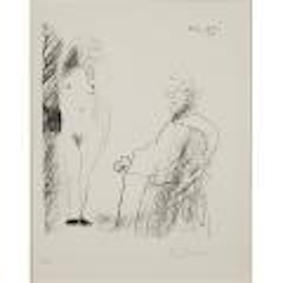 Femme Nue Et Homme Ã La Canne (from: Picasso - Dessins 27.3.66 To 15.3.68), 1969 [Mourlot, 407, Bloch, 1464] by Pablo Picasso