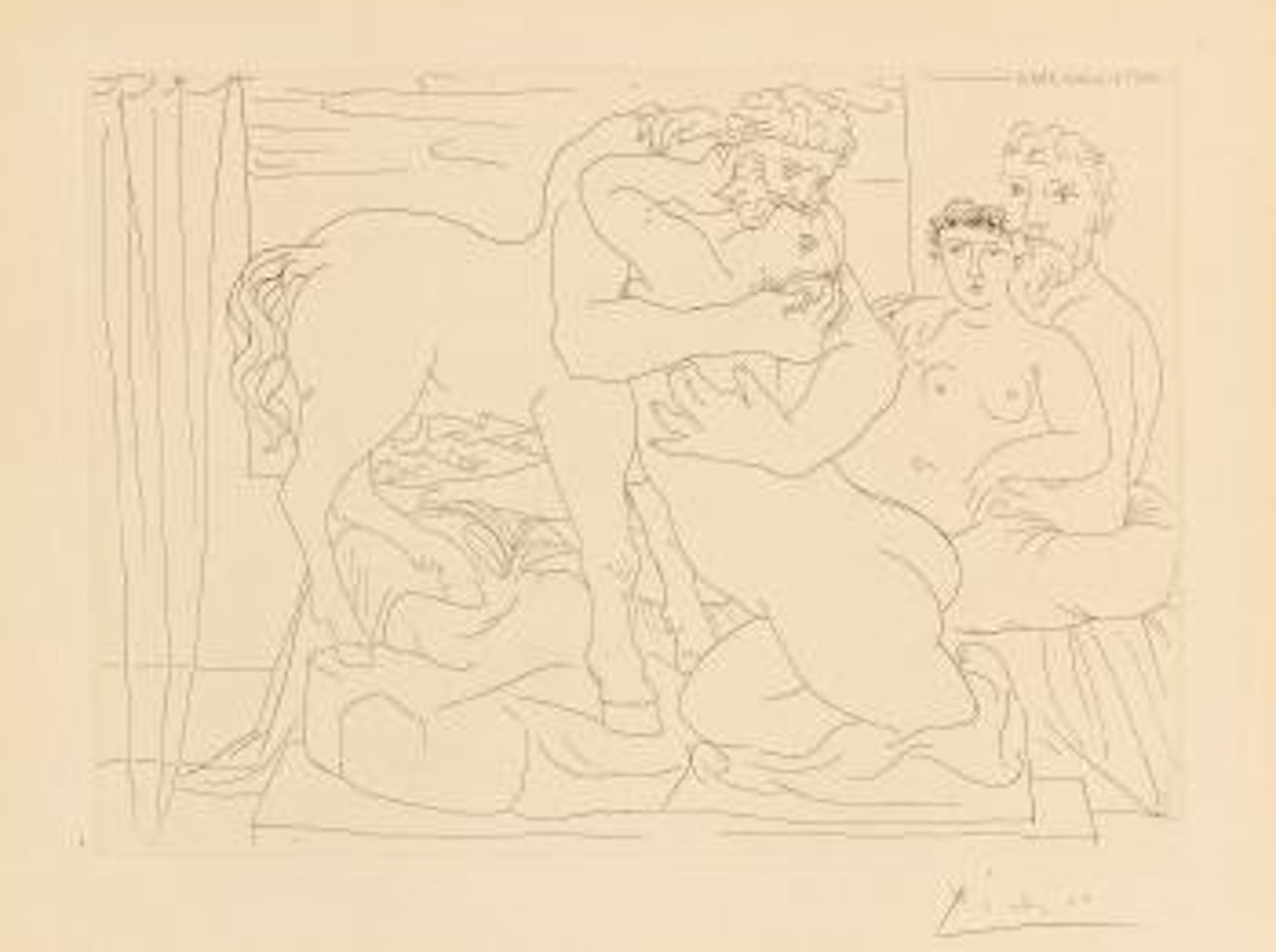 Le Repos Du Sculpteur Devant Un Centaure Et Une Femme (B 167; Ba 320) by Pablo Picasso