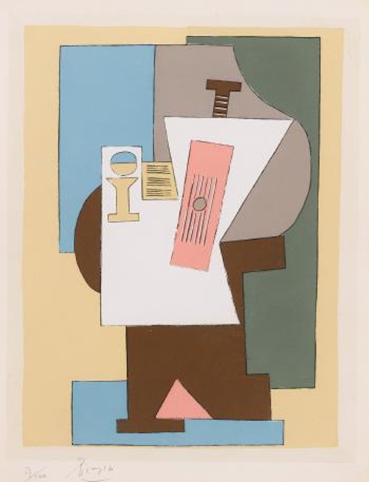 Guitare Et Partition Sur Guéridon by Pablo Picasso