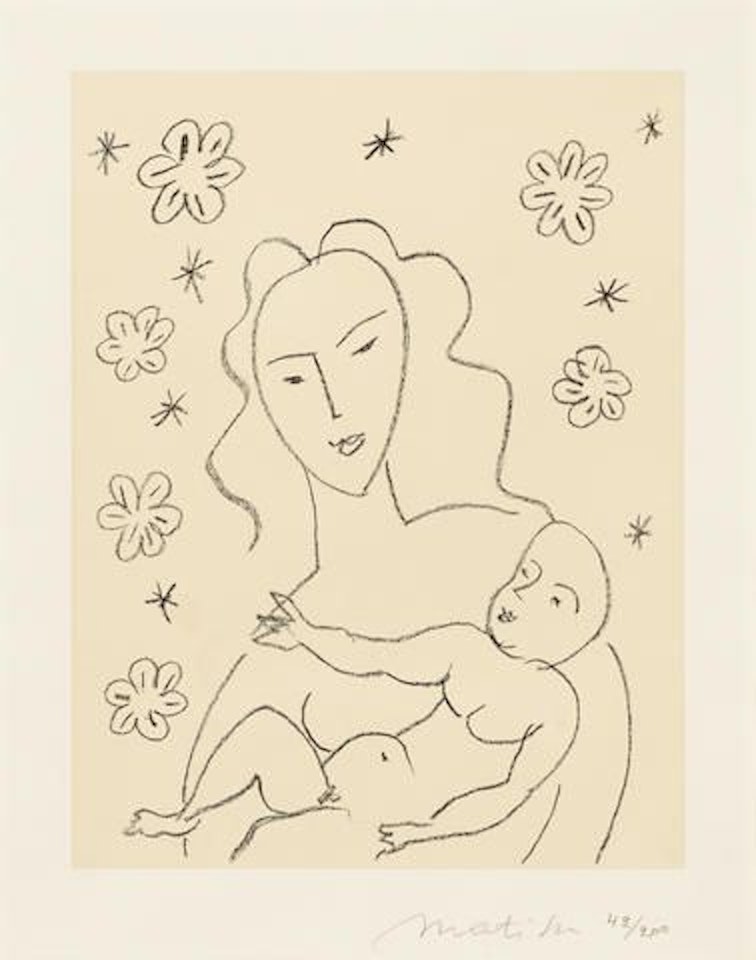 Vierge et Enfant sur Fond de Fleurs et d'Étoiles by Henri Matisse