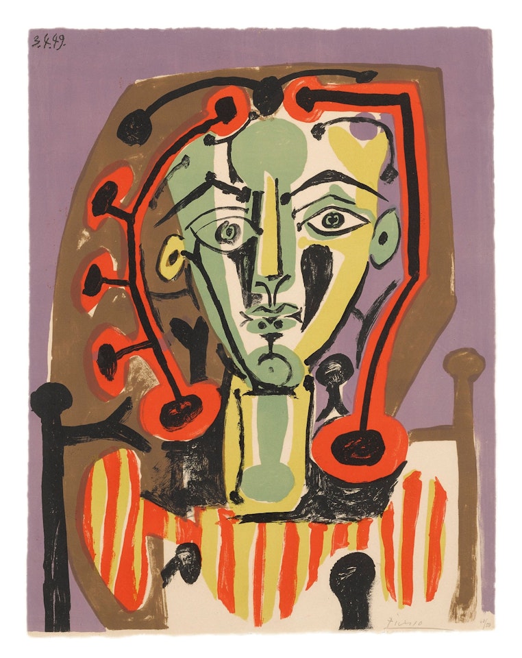 FIGURE AU CORSAGE RAYÉ (B. 604; M. 179) by Pablo Picasso