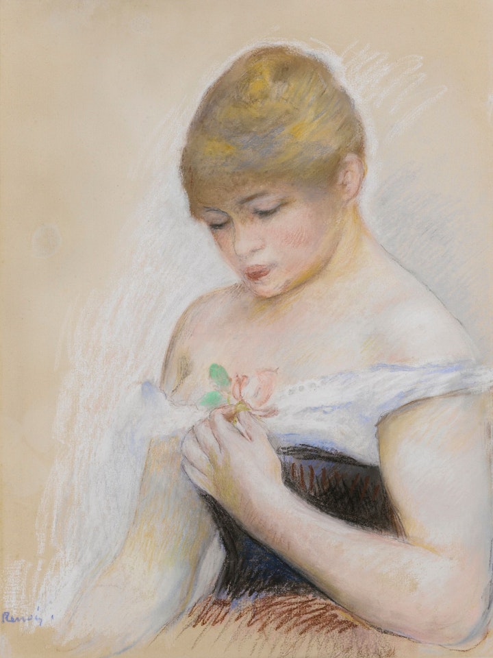 JEUNE REGARDANT UNE ROSE by Pierre-Auguste Renoir