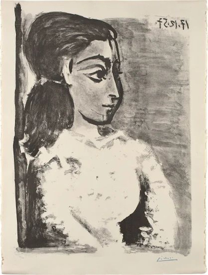 Buste de femme au corsage blanc (Jacqueline de profil) (Bust of a Woman with White Bodice, Jacqueline in Profile) by Pablo Picasso