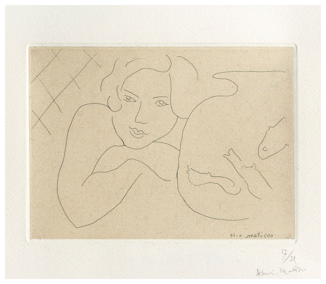Jeune fille rêvant près d'un bocal de poissons by Henri Matisse